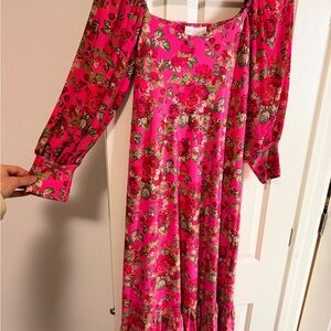 Vibrant Floral Maxi Dress in Pink
